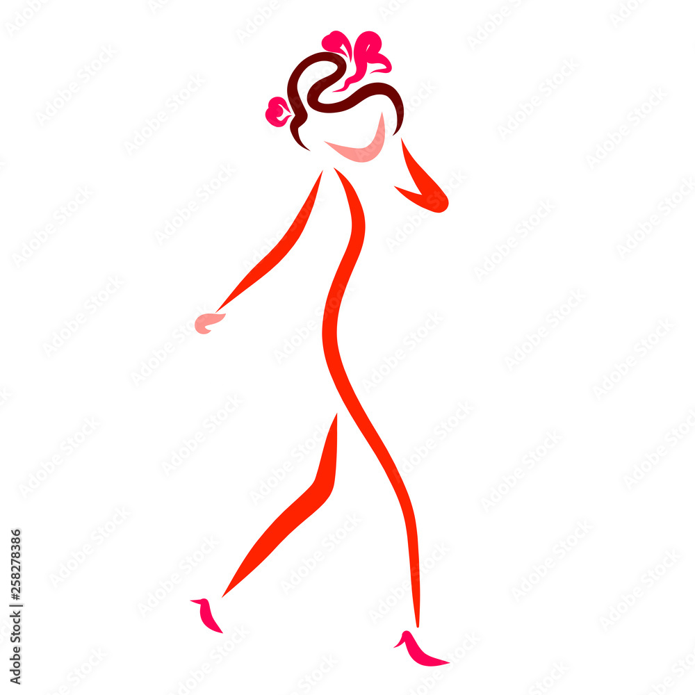girl with a beautiful hairstyle, goes in shoes with heels girl with a beautiful hairstyle, goes in shoes with heels