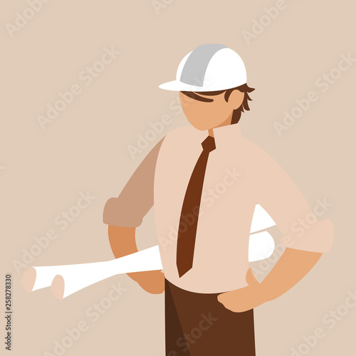 elegant engineer with planes paper