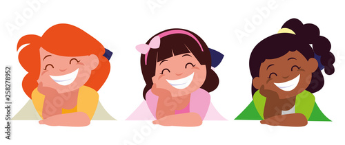 happy little interracial girls characters