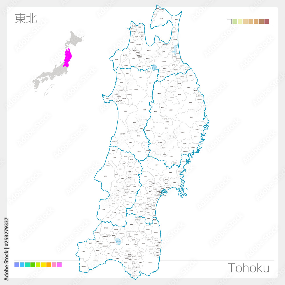 東北の地図 Tohoku 白地図風 Stock Vector Adobe Stock