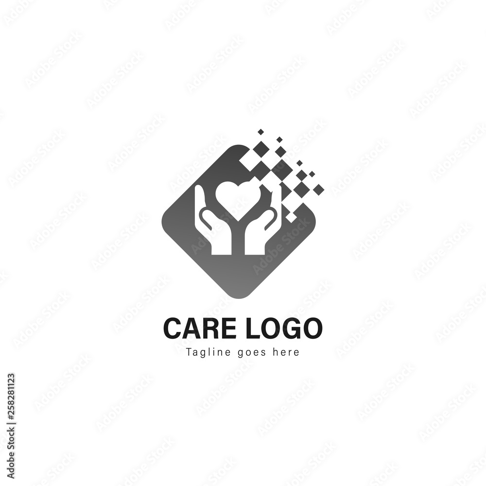Care logo template design. Care logo with modern frame vector design Care logo template design. Care logo with modern frame vector design