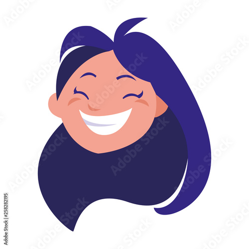 happy little girl head character