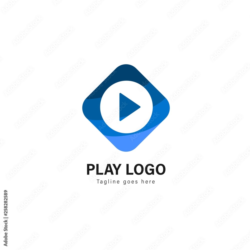 Media play logo template design. Media play logo with modern frame vector design Media play logo template design. Media play logo with modern frame vector design