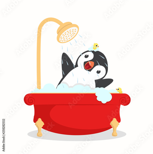 penguin bath with foam