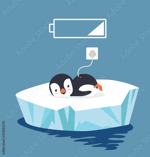 penguin  tired with battery