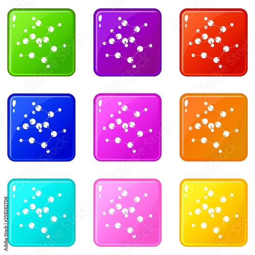 Valine icons set 9 color collection isolated on white for any design