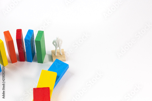 The domino colour close up image on white background.