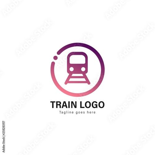 Train logo template design. Train logo with modern frame vector design