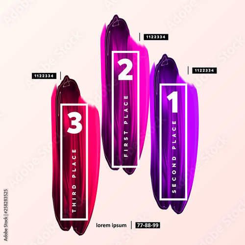 Pink and red lipstick smears inforgaphic testing makeup products for beauty bloggers. Elegant Design for fashion, nails studio, makeup artist, girly logo photo