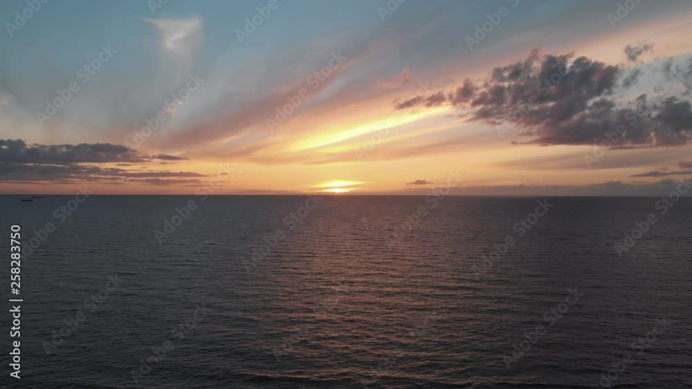 Aerial view of Baltic sea at dusk after sunset in Latvia Aerial view of Baltic sea at dusk after sunset in Latvia