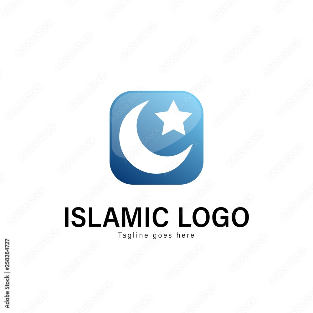 Islamic logo template design. Islamic logo with modern frame vector design