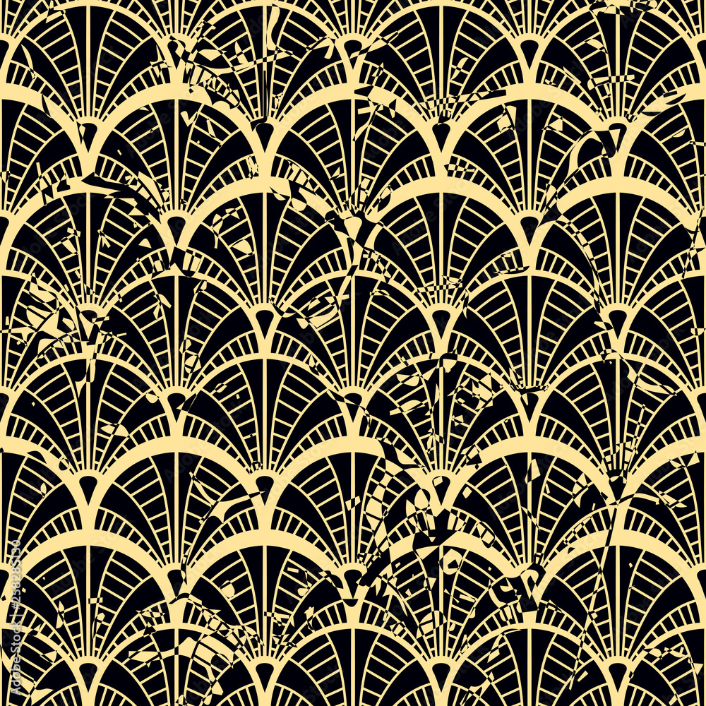 Vector modern geometric tile pattern with grunge effect. Abstract art deco retro vintage background. Vector modern geometric tile pattern with grunge effect. Abstract art deco retro vintage background.