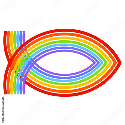 Christian symbolic fish of the seven colors of the rainbow