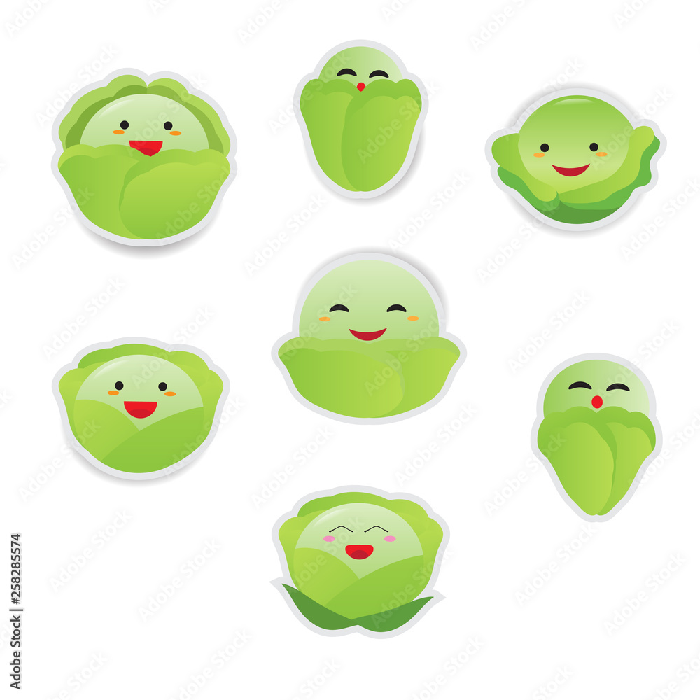 Obraz premium Cute cartoon vegetable set isolated on white