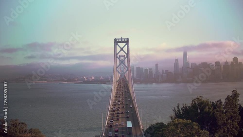 Sunset/Golden Hour on the Bay Bridge in San Francisco California photo