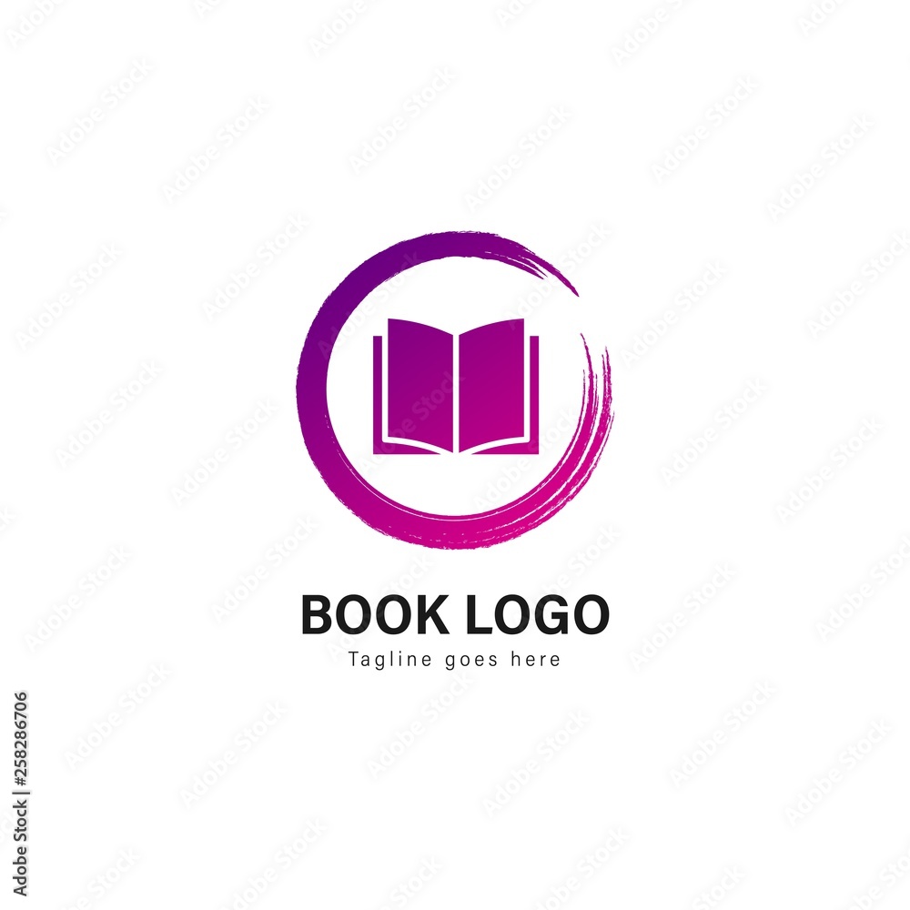 Book logo template design. Book logo with modern frame vector design