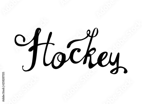 Hockey. Word of calligraphic letters