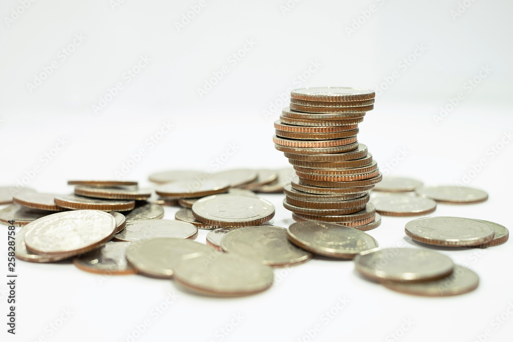 Business concept of making or saving money on investment, Stock, Business improvement, Exchange, Money growth. Thai letter meaning is King of Thailand