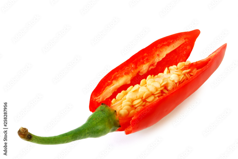 Capsicum frutescens L. Chilli Pepper.Chili has anti-oxidants, helps slow  down aging.With Clipping Path Stock Photo | Adobe Stock