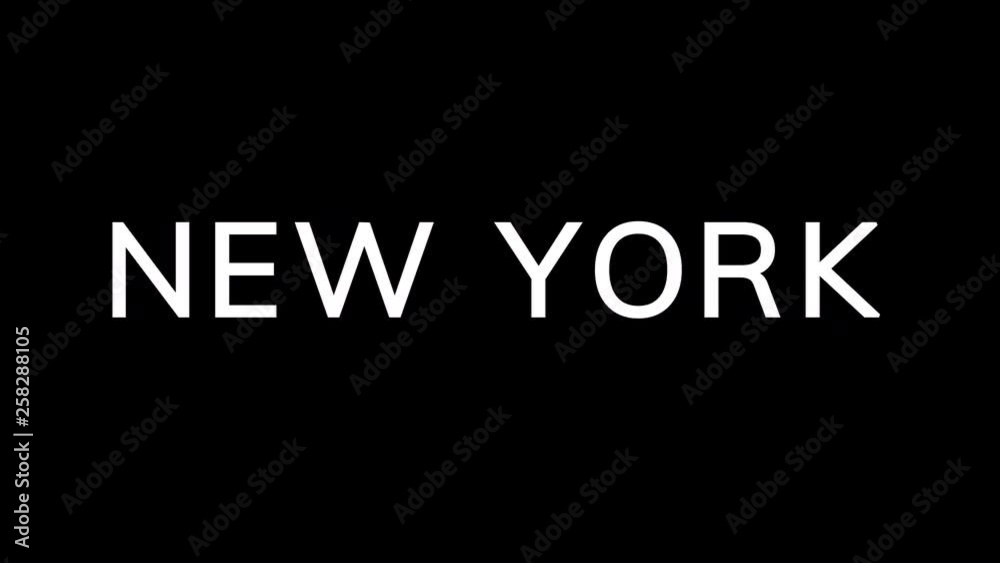 From the Glitch effect arises State Name NEW YORK. Then the TV turns off. Alpha channel Premultiplied - Matted with color black From the Glitch effect arises State Name NEW YORK. Then the TV turns off. Alpha channel Premultiplied - Matted with color black