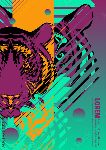 Abstract cover design poster with tiger