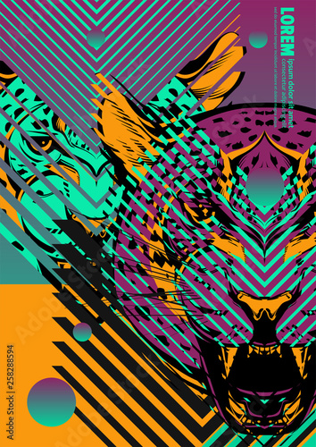 Abstract cover design poster with leopard