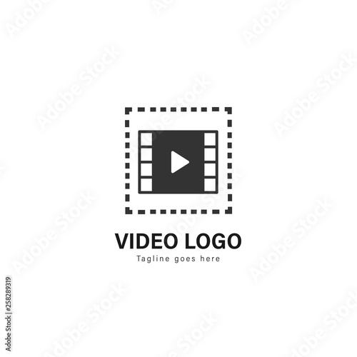 Video logo template design. Video logo with modern frame vector design