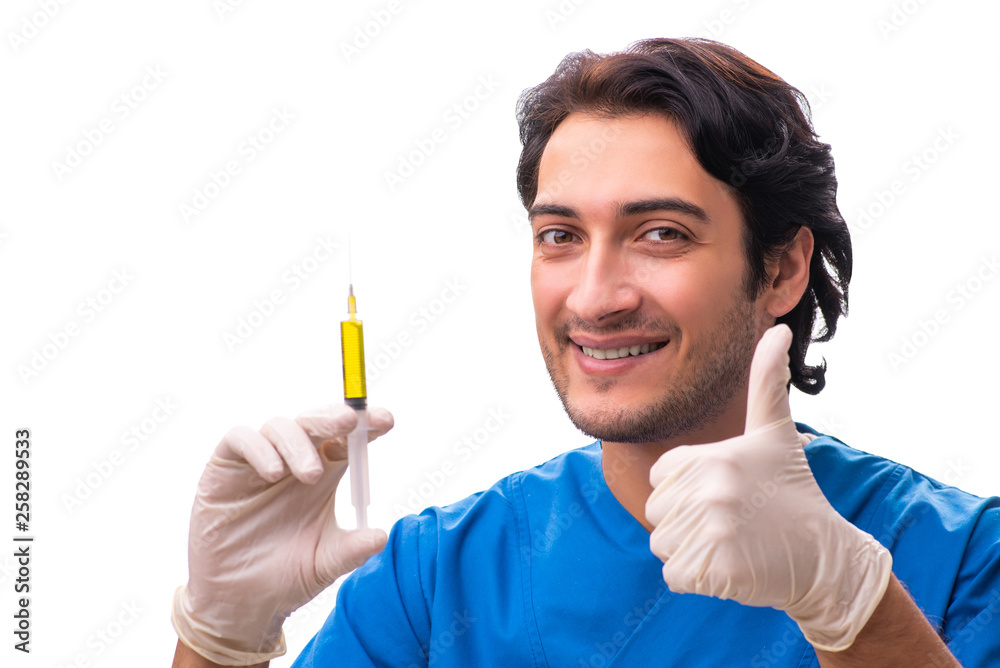 Young handsome doctor isolated on white Young handsome doctor isolated on white