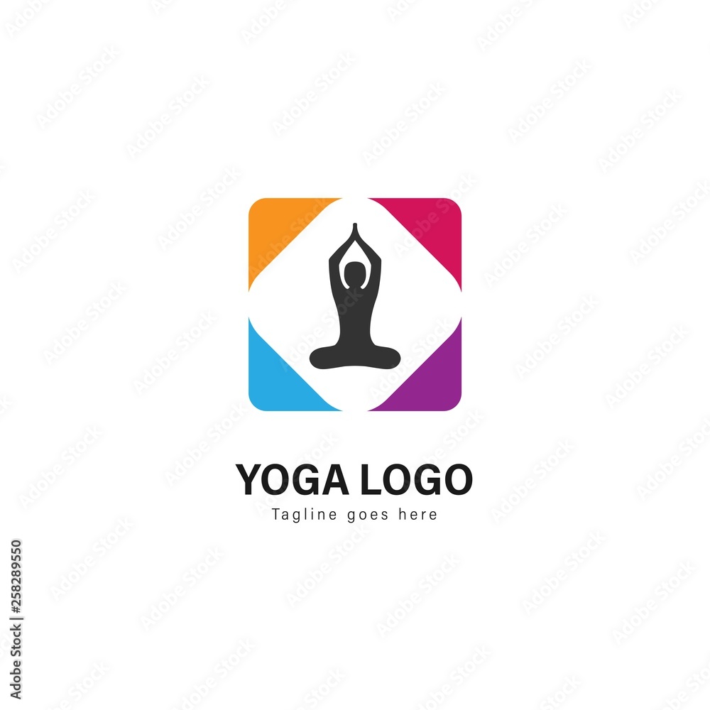 Yoga logo template design. Yoga logo with modern frame vector design Yoga logo template design. Yoga logo with modern frame vector design