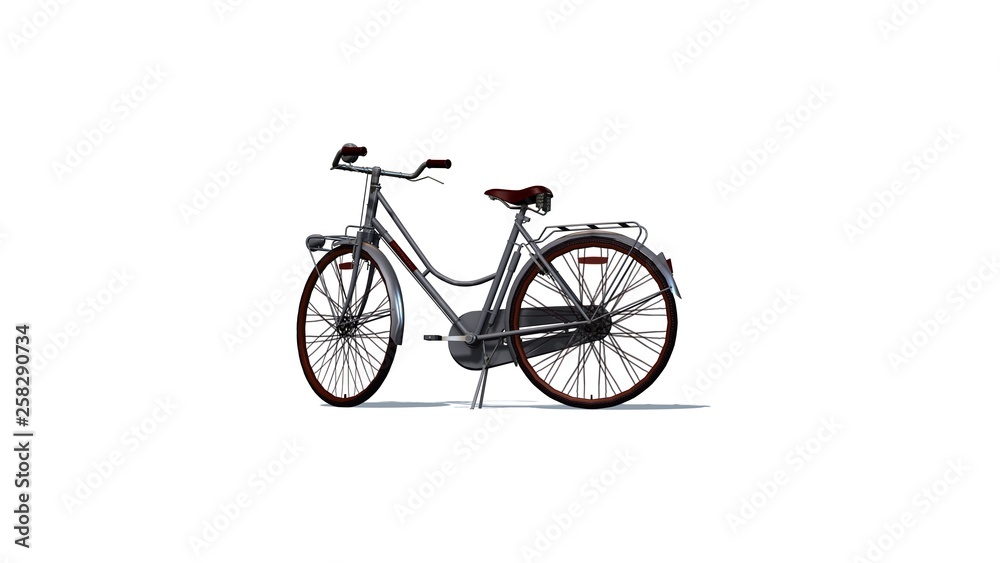 bicycle with shadow on the floor - separated on white background