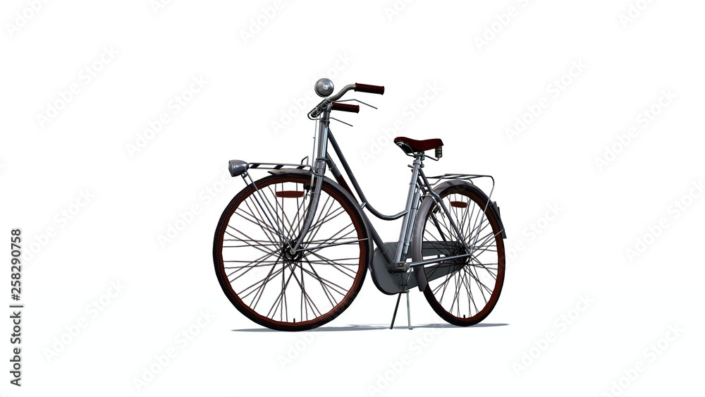 bicycle with shadow on the floor - separated on white background