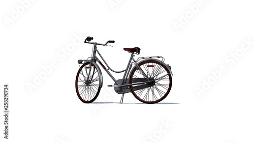 bicycle with shadow on the floor - separated on white background