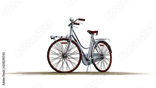 bicycle on a sand floor - separated on white background
