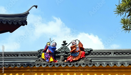 Photography The unique eaves of the Jade Buddha Temple in Shanghai , China