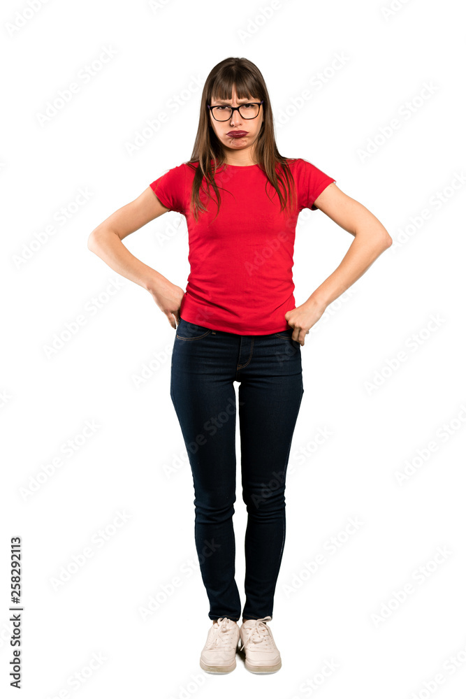 Full-length shot of Woman with glasses angry Full-length shot of Woman with glasses angry