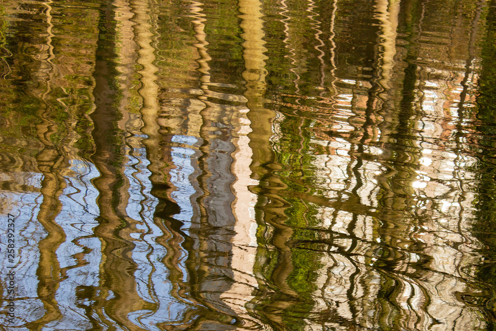 Ripples and reflections on a canal in early evening light providing an attractive abstract image Ripples and reflections on a canal in early evening light providing an attractive abstract image