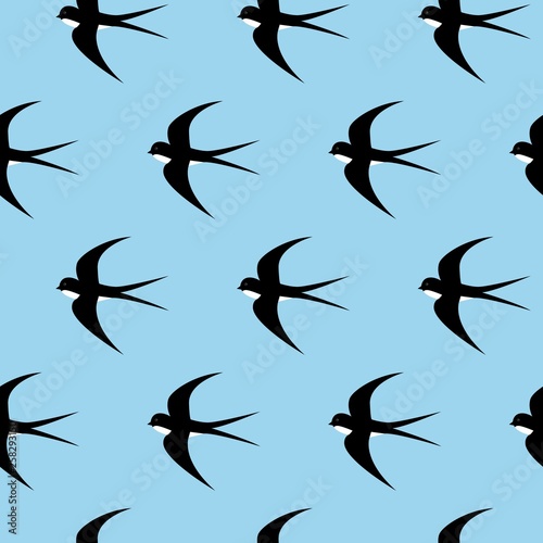 Swallow, swift, birds. Graphic vector pattern. Decorative seamless background © YuliaR