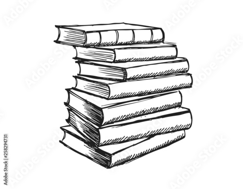 Book vector. Hand drawn illustration in sketch style.