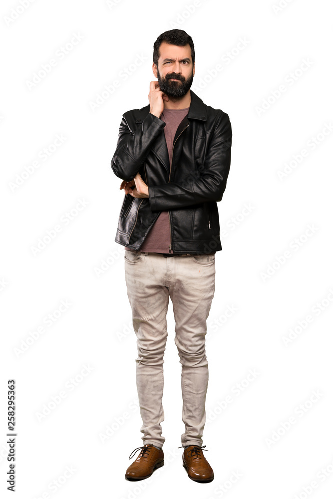 Handsome man with beard having doubts over isolated white background Handsome man with beard having doubts over isolated white background