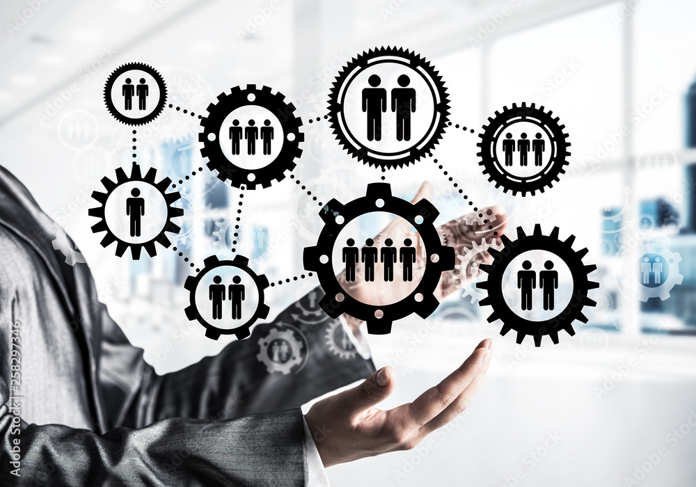 Cogwheels and gears mechanism as social communication concept Cogwheels and gears mechanism as social communication concept