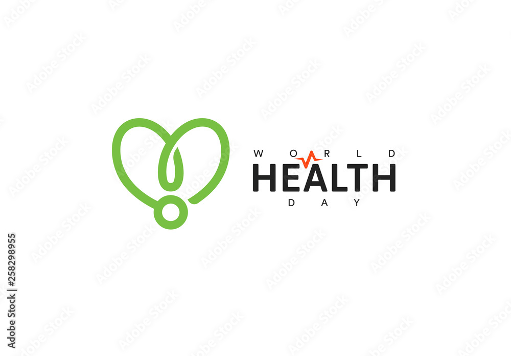 World health day icon. Green ribbon, Health promotion, medical symbol. Healthcare concept design. Isolated vector illustration. World health day icon. Green ribbon, Health promotion, medical symbol. Healthcare concept design. Isolated vector illustration.