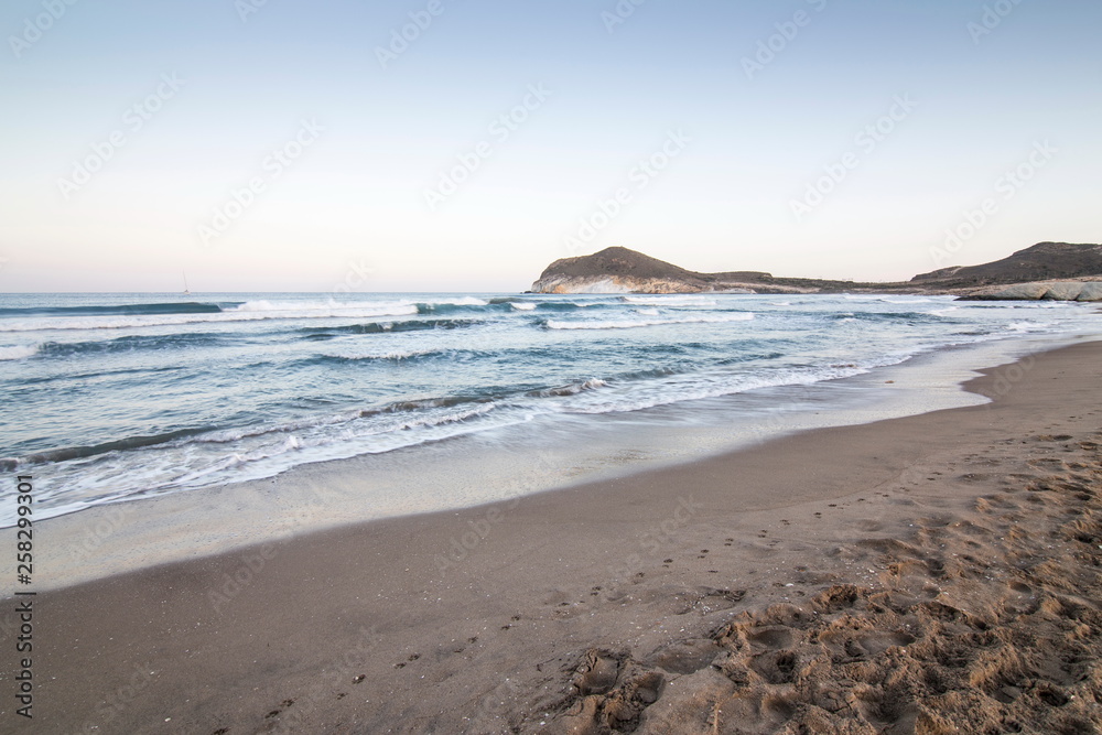 Nature landscape Genoveses beach in Cabo de Gata nature reserve Almeria Andalusia Spain