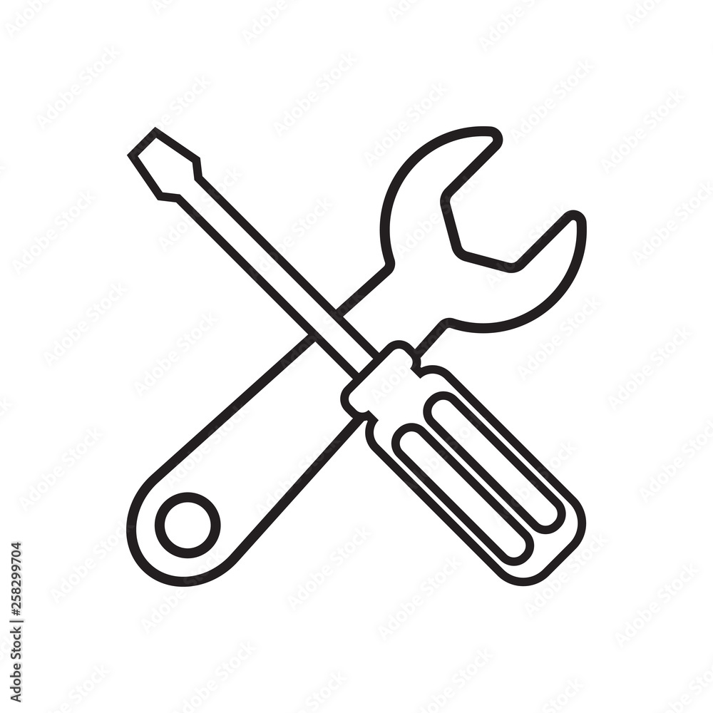 Line icon tools isolated on white background. Vector illustration. Line icon tools isolated on white background. Vector illustration.