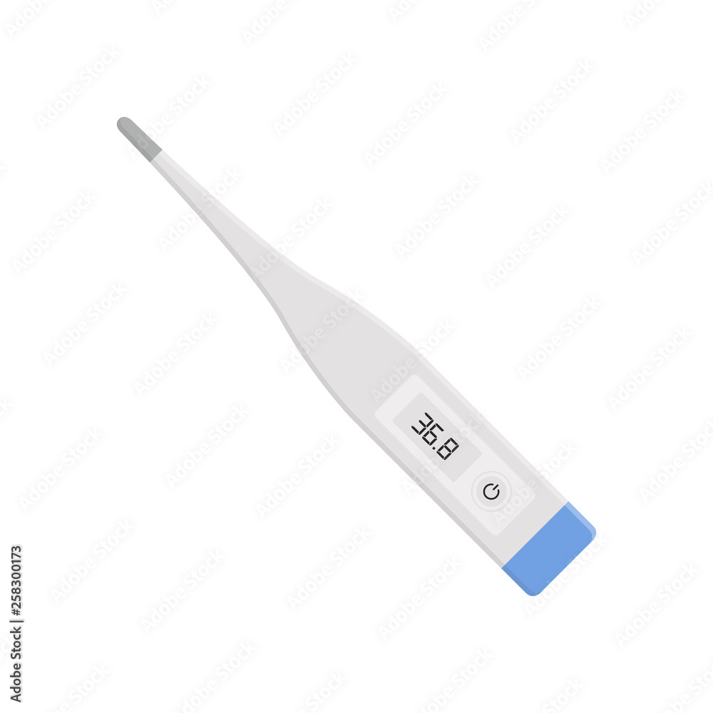 Flat icon digital thermometer isolated on white background. Vector illustration. Flat icon digital thermometer isolated on white background. Vector illustration.