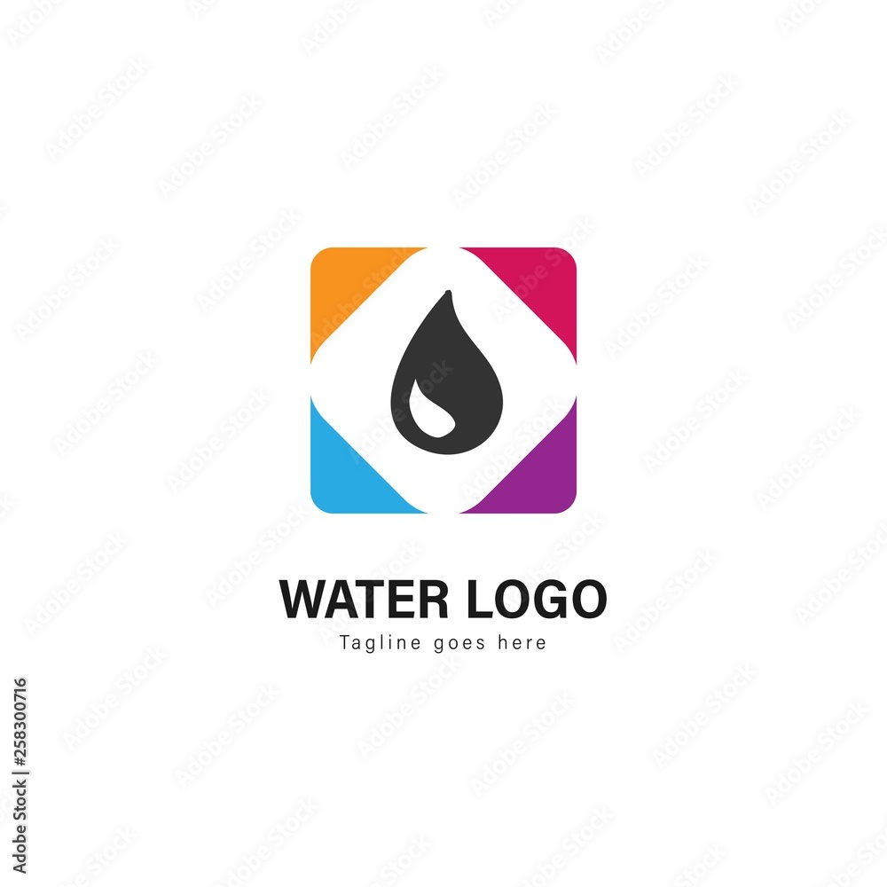 Water logo template design. Water logo with modern frame vector design Water logo template design. Water logo with modern frame vector design