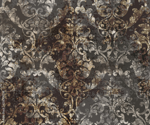 Rococo texture pattern Vector. Floral ornament decoration. Victorian engraved retro design. Vintage grunge fabric decors. Luxury fabrics