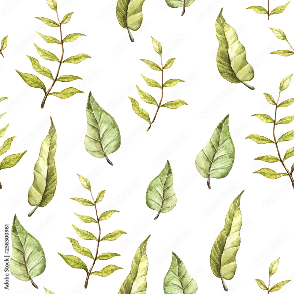 watercolor botanical seamless pattern