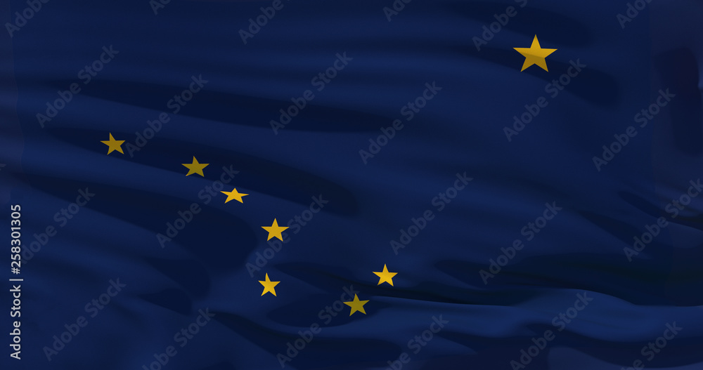 Alaska flag on silk texture, United States of America. High quality detailed 3d illustration