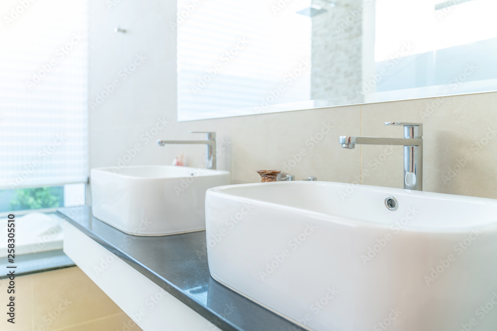 Fototapeta premium beautiful interior real bathroom features basin
