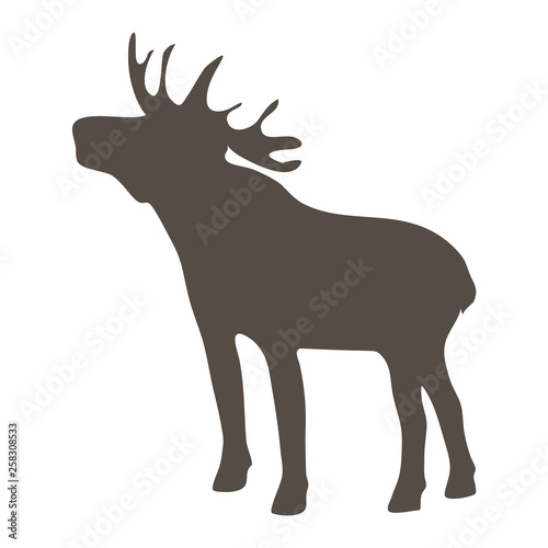 Flat Elk Isolated on White Background. Vector Illustration.